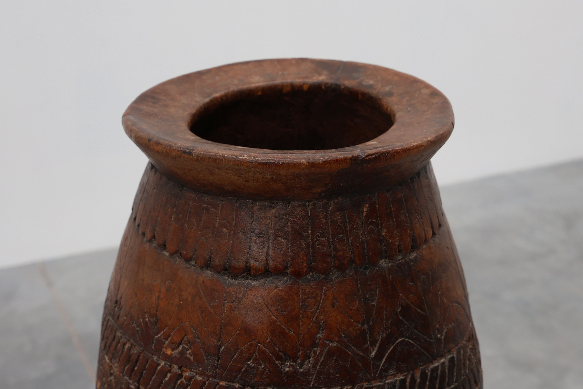 Rare Rustic wabi sabi style vase in solid wood, France 1800sthumbnail